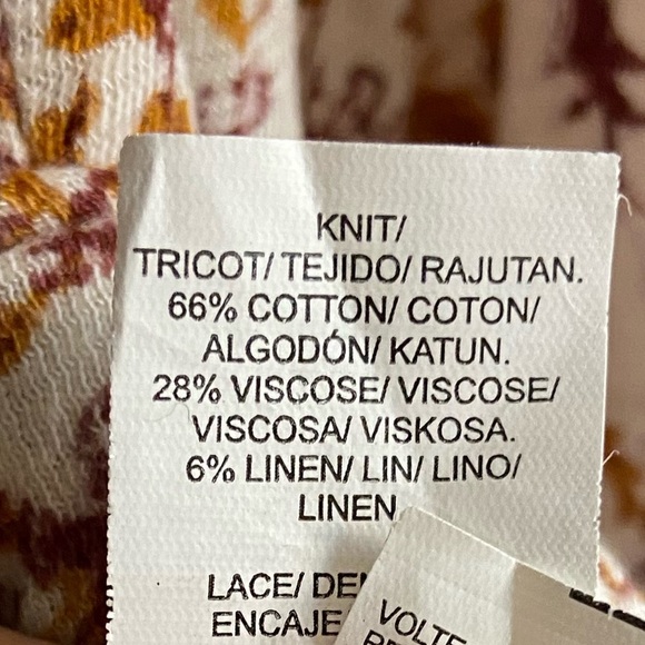Lucky Brand pop over blouse boho floral peasant linen blend Medium - Picture 10 of 10